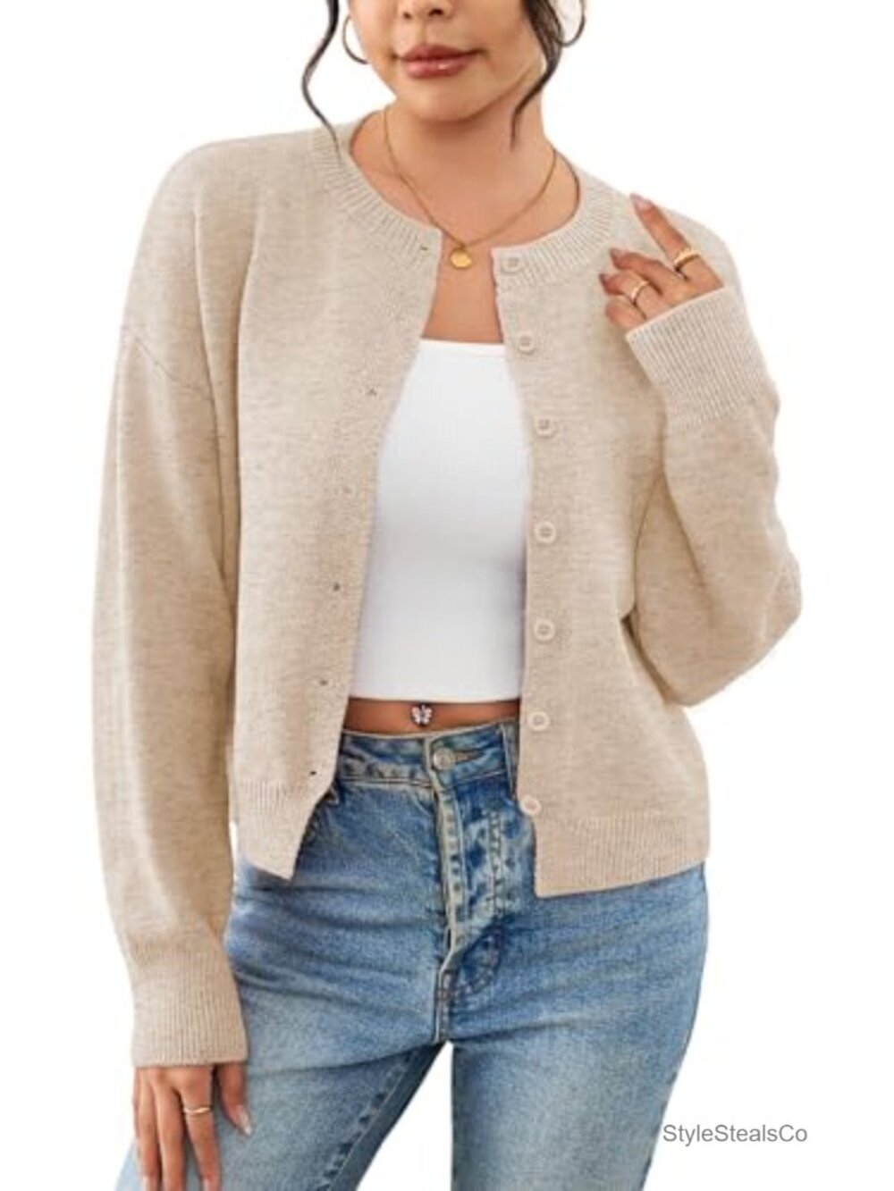 Cropped Cardigan Sweaters for Women Fall Outfits